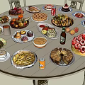 Table and Food 3d model