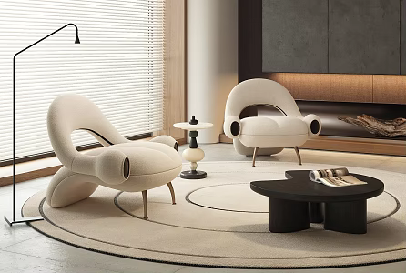 Modern Sofa Single Sofa Casual Sofa Carpet Side Corner 3d model