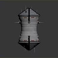 Metallic Conical Device With Blue Grid Top Black Straps And Silver Cylindrical Body