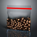 Transparent Zip Top Bag Filled With Fresh Vegetables And Red Sealing Strip On Dark Background