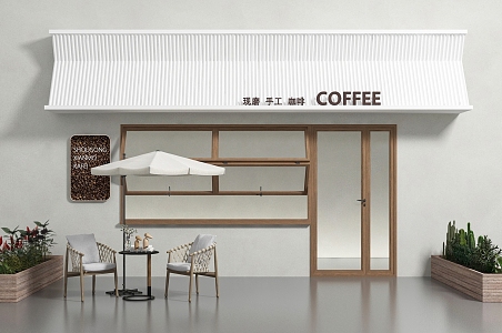 Modern Door Head Coffee Shop Door Head Facade 3d model