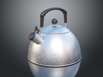 Silver Kettle with Black Handle and Hammered Texture Modern Sleek Design for Daily Use 3d model