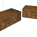 Vintage Wooden Chests of Drawers with Carved Designs and Rustic Finish