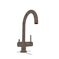 Rustic Metal Faucet With Curved Spout And Dual Handle Design
