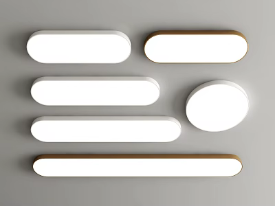 Modern Ceiling Lights With White And Wooden Accents In Various Shapes 3d model
