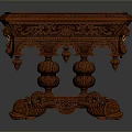 Traditional Chinese Style Redwood Table With Intricate Carvings And Ornate Legs