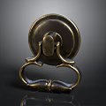 Vintage Brass Door Knocker With Circular Base And Ornate Ring Handle Shiny Surface
