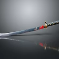 Traditional Japanese Samurai Sword With Decorative Red Gold Sheath And Sharp Blade