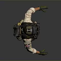 Game Movie Character Wearing Military Tactical Helmet Vest Knee Pads and Gloves