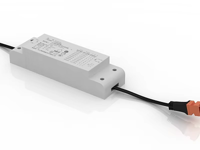 Smart Machine Controller With White Body Black Cable And Orange Plug 3d model