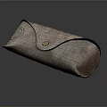 Brown Leather Eyeglass Case With Metal Clasp And Emblem Design