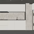 Modern White Kitchen Interior With Cabinets Stove Sink And Minimalist Design