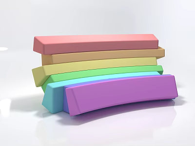 Vibrant Colored Lounge Chairs Stacked In Pastel Hues On White Surface 3d model