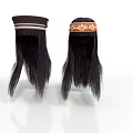 Two Black Wigs With Decorative Headbands One White Striped And One Patterned