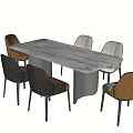Modern Dining Table Set With Marble Tabletop And Mixed Color Chairs 3d model
