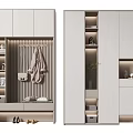 Modern Shoe Cabinet Design With Storage Compartments Hanging Area And LED Lighting