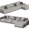 Multi-person sofa Corner sofa Large space sofa 3d model