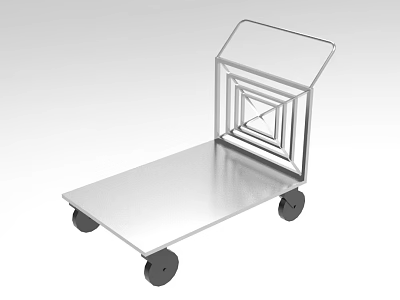 Durable Industrial Metal Cart With Flat Platform MultiLayer Handle And Four Wheels 3d model