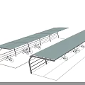 Row of Modern Bicycle Parking Canopies With Transparent Roof Structure