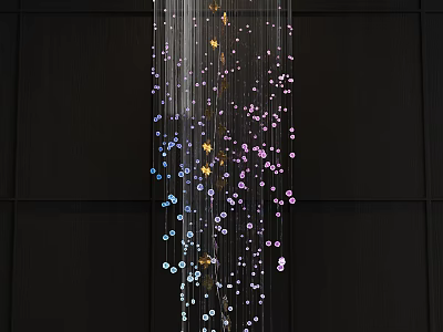 Modern Luxury Chandelier With Colorful Glass Beads Hanging On Black Background 3d model