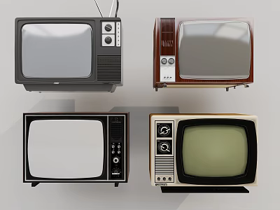 Vintage Televisions Collection Featuring Retro Design And Different Old Fashioned Models 3d model