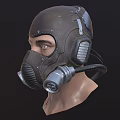Steampunk Leather Gas Mask With Round Viewport Metal Breathing Tube And Ear Cups