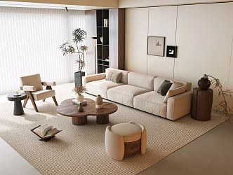 Modern Antique Sofa Coffee Table Combination Antique Living Room Accessories Ornaments Modern Sofa Combination Antique Decorative Painting Vase Flower Art Single Chair 3d model
