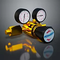 Golden NORVEY Regulator Device With Two Pressure Gauges And Reflective Base 3d model