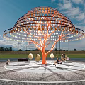 Modern Swing Blessing Tree Life Tree Arbor Net Celebrity Swing Sculpture Blessing Landscape Umbrella Landscape Tree Star Tree 3d model
