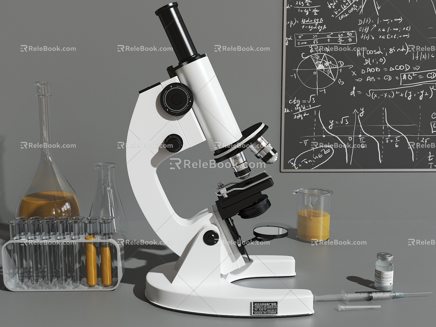 Modern microscope microscope experimental equipment 3d model