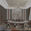 Elegant New Chinese Restaurant Private Dining Booth With Large Round Table Comfortable Sofa And Chandelier