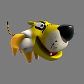 Playful Cartoon Reptile With Yellow Body Black Nose White Face And Striped Tail