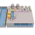 Industrial Factory Interior Featuring Large Storage Tanks Piping Systems Control Panels And Processing Pools 3d model