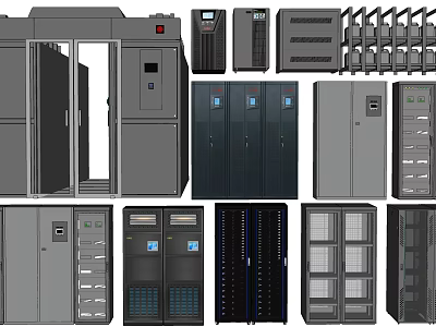 Industrial Electrical Cabinets And Server Racks With Control Panels And Enclosures 3d model