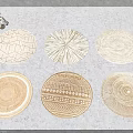 Stylish Round Rugs With Various Patterns In Neutral Tones For Home Decor 3d model