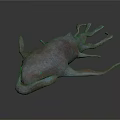 Mysterious Alien Like Animal with Pink Body Multiple Tentacles and Green Glowing Features