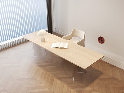 Modern Desk Minimalist Desk Floating Desk Office Desk 3d model