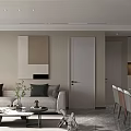 Modern Living Dining Room Interior With Sofa Coffee Table TV Unit And Dining Set 3d model