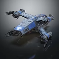 Detailed Science Fiction Spaceship Design Featuring Blue Gray Color And Multiple Engines