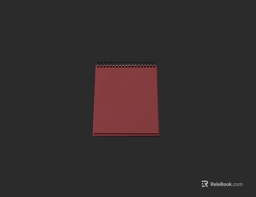 Decorative Ornament Set With Red Spiral Notebook On Dark Background 3d model 