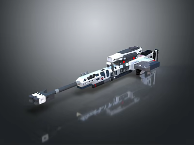 Long Range Futuristic Weapon With Modular Mechanical Components And Metallic Finish 3d model
