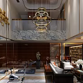 Elegant Modern Bar Area With Orange Chairs Marble Countertop And Glass Wine Shelves