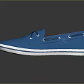 Blue Casual Shoes with White Soles Laces and Plaid Lining Displayed on Black Reflective Surface