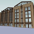 Classical Commercial Complex With Glass Roof And Grand Columns Design
