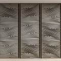 Modern Three Panel Room Divider With Wavy Textures And Decorative Frames 3d model
