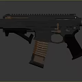 Modern Tactical Pistol With Dark Gray Body Brown Textured Grip And Top Rail System