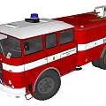 Red And White Striped Fire Truck As Functional Emergency Response Vehicle