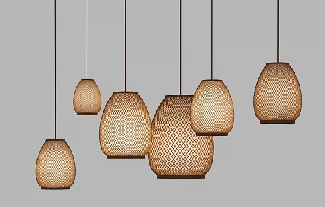 New Chinese Chandelier Combination 3d model