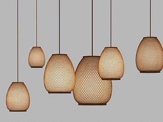 New Chinese Chandelier Combination 3d model