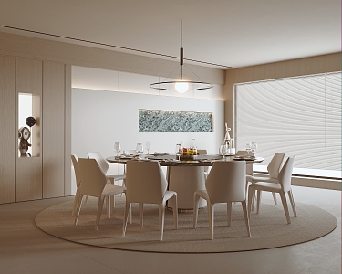 Modern box, private room, private room, dining table and chair combination 3d model